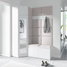   Blum 37 kárpitozott előszobafal tükörrel, fehér - krém 01