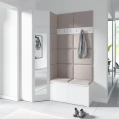   Blum 37 kárpitozott előszobafal tükörrel, fehér - bézs 02