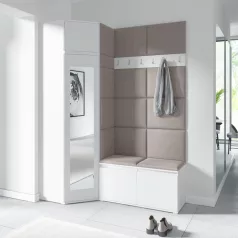   Blum 37 kárpitozott előszobafal tükörrel, fehér - bézs 03