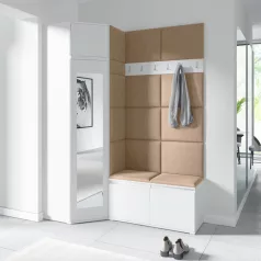   Blum 37 kárpitozott előszobafal tükörrel, fehér - bézs 04