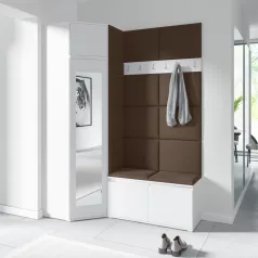   Blum 37 kárpitozott előszobafal tükörrel, fehér - barna 08
