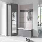 Blum 37 kárpitozott előszobafal tükörrel, grafit - krém 01