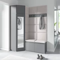   Blum 37 kárpitozott előszobafal tükörrel, grafit - krém 01