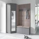 Blum 37 kárpitozott előszobafal tükörrel, grafit - barna 05