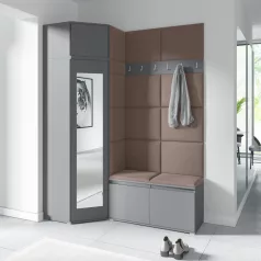   Blum 37 kárpitozott előszobafal tükörrel, grafit - barna 06