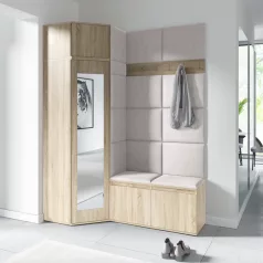   Blum 37 kárpitozott előszobafal tükörrel, sonoma - krém 01