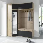 Blum 38 kárpitozott előszobafal tükörrel, artisan/fekete - bézs 03