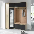Blum 38 kárpitozott előszobafal tükörrel, artisan/fekete - bézs 04