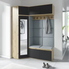   Blum 38 kárpitozott előszobafal tükörrel, artisan/fekete - szürke 14