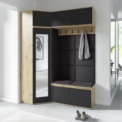   Blum 38 kárpitozott előszobafal tükörrel, artisan/fekete - szürke 15