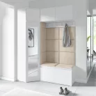 Blum 38 kárpitozott előszobafal tükörrel, fehér - bézs 02