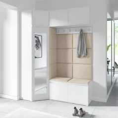   Blum 38 kárpitozott előszobafal tükörrel, fehér - bézs 02