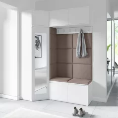   Blum 38 kárpitozott előszobafal tükörrel, fehér - barna 05