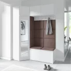 Blum 38 kárpitozott előszobafal tükörrel, fehér - barna 06