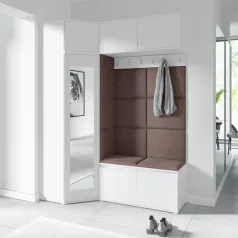   Blum 38 kárpitozott előszobafal tükörrel, fehér - barna 06