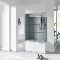   Blum 38 kárpitozott előszobafal tükörrel, fehér - szürke 14