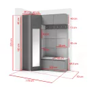 Blum 38 kárpitozott előszobafal tükörrel, grafit - bézs 02