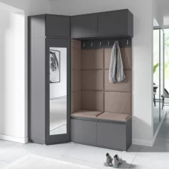  Blum 38 kárpitozott előszobafal tükörrel, grafit - barna 05
