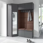 Blum 38 kárpitozott előszobafal tükörrel, grafit - barna 07