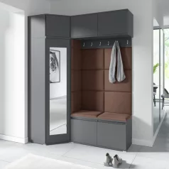   Blum 38 kárpitozott előszobafal tükörrel, grafit - barna 07