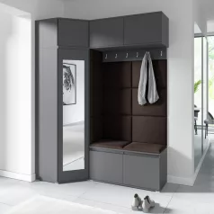   Blum 38 kárpitozott előszobafal tükörrel, grafit - barna 08