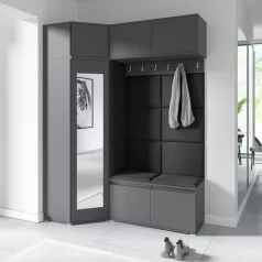   Blum 38 kárpitozott előszobafal tükörrel, grafit - szürke 15