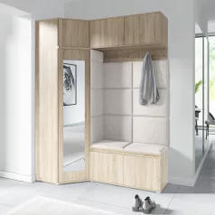   Blum 38 kárpitozott előszobafal tükörrel, sonoma - krém 01