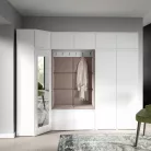 Blum 39 kárpitozott előszobafal tükörrel, fehér - barna 05