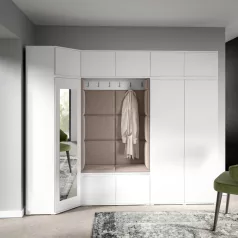   Blum 39 kárpitozott előszobafal tükörrel, fehér - barna 05