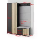 Ross 1 kárpitozott előszobafal, fekete/artisan - krém 02