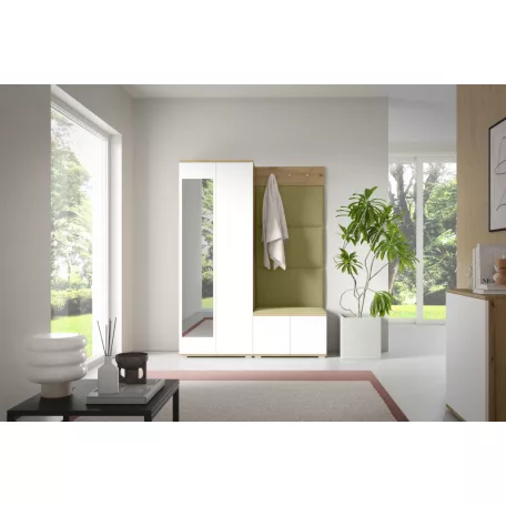 Sevilla 1 kárpitozott előszobafal, artisan/fehér - zöld 27 - egyedi