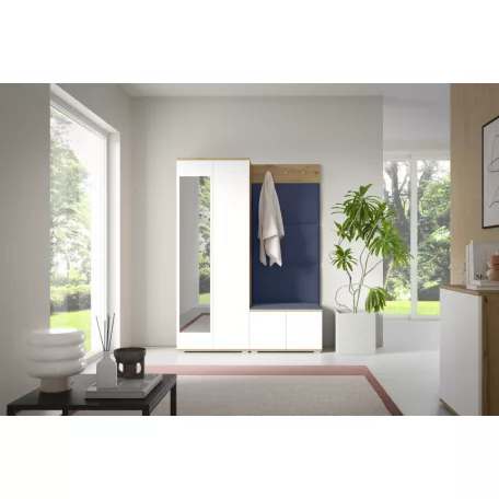 Sevilla 1 kárpitozott előszobafal, artisan/fehér - sötét kék 30 - egyedi