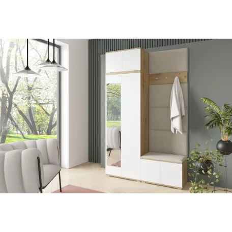 Sevilla 2 kárpitozott előszobafal, artisan/fehér - krém 01