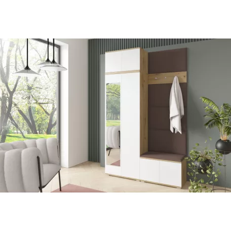 Sevilla 2 kárpitozott előszobafal, artisan/fehér - sötét barna 08