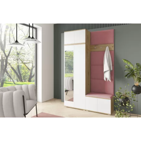 Sevilla 2 kárpitozott előszobafal, artisan/fehér - rózsaszín 23- egyedi