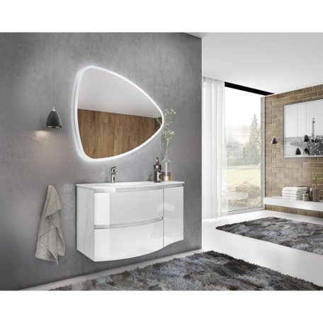 Armonia 105 cm-es fürdőszobaszekrény fényes fehér + mosdó