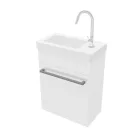 Perla 40cm-es egy ajtós fürdőszobaszekrény fényes fehér + mosdó