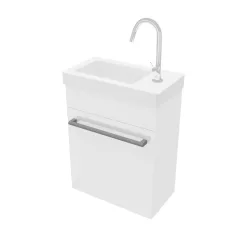   Perla 40cm-es egy ajtós fürdőszobaszekrény fényes fehér + mosdó