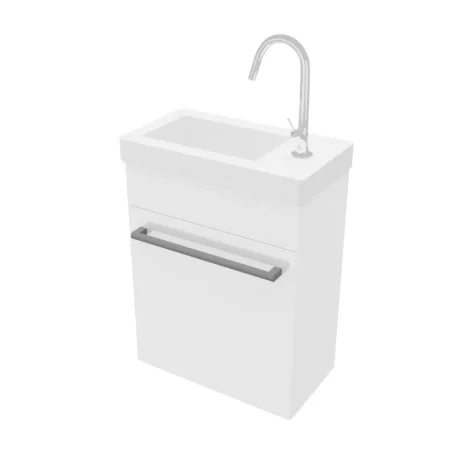 Perla 40cm-es egy ajtós fürdőszobaszekrény fényes fehér + mosdó