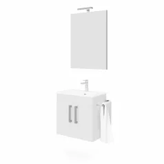   Zaffiro 60cm-es két ajtós fürdőszobaszekrény fényes fehér + mosdó