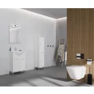 Rubino 55cm-es két ajtós fürdőszobaszekrény fehér tölgy + mosdó