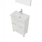 Rubino 55cm-es két ajtós fürdőszobaszekrény fehér tölgy + mosdó