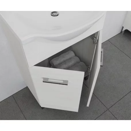 Rubino 55cm-es két ajtós fürdőszobaszekrény fehér tölgy + mosdó