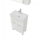 Rubino 55cm-es két ajtós fürdőszobaszekrény polccal fehér tölgy + mosdó