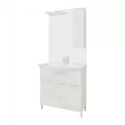 Rubino 85cm-es három ajtós fürdőszobaszekrény polccal fehér tölgy  + mosdó