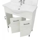 Rubino 85cm-es három ajtós fürdőszobaszekrény polccal fehér tölgy  + mosdó