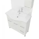 Rubino 85cm-es két ajtós, két fiókos fürdőszobaszekrény polccal fehér tölgy  + mosdó