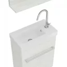 Perla 40cm-es egy ajtós fürdőszobaszekrény fehér tölgy + mosdó