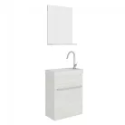 Perla 40cm-es egy ajtós fürdőszobaszekrény fehér tölgy + mosdó