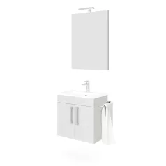   Zaffiro 60cm-es két ajtós fürdőszobaszekrény fehér tölgy + mosdó